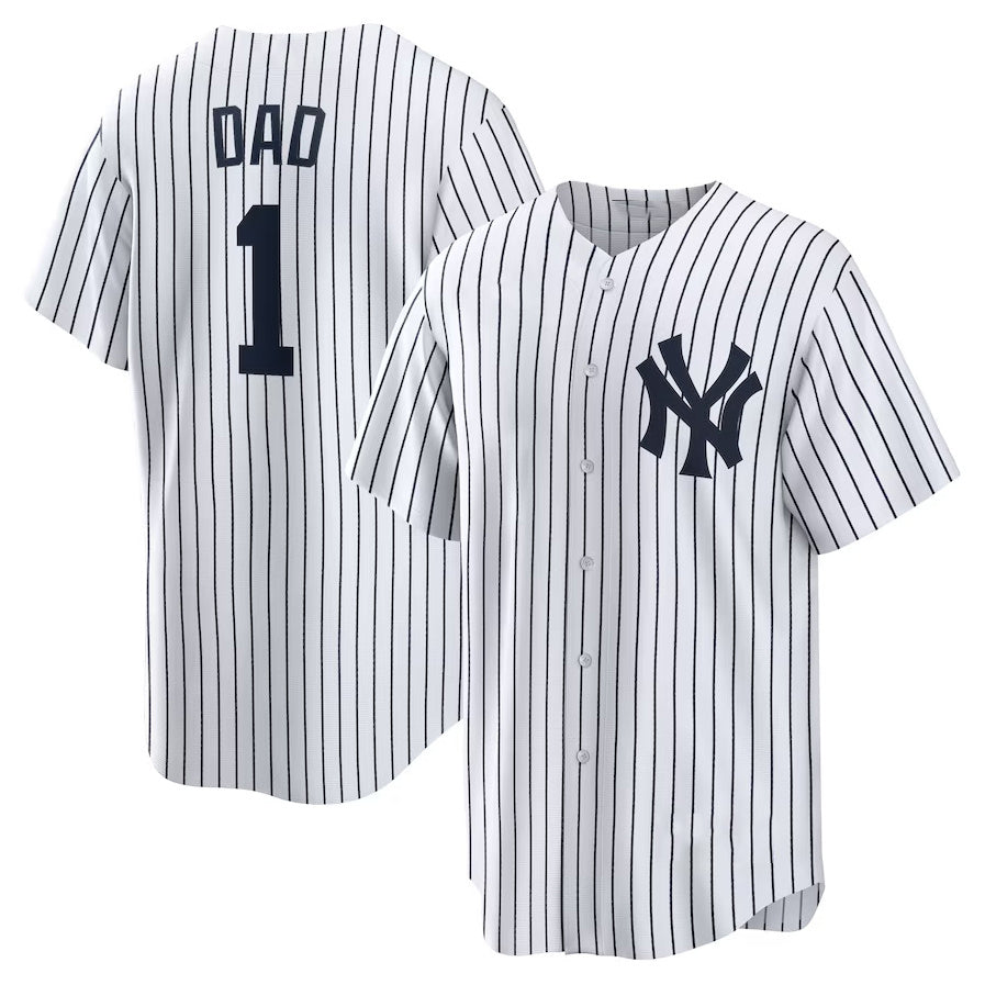 New York Yankees #1 Dad Home Replica Jersey - White Stitched Baseball Jersey baseball jersey product view 1
