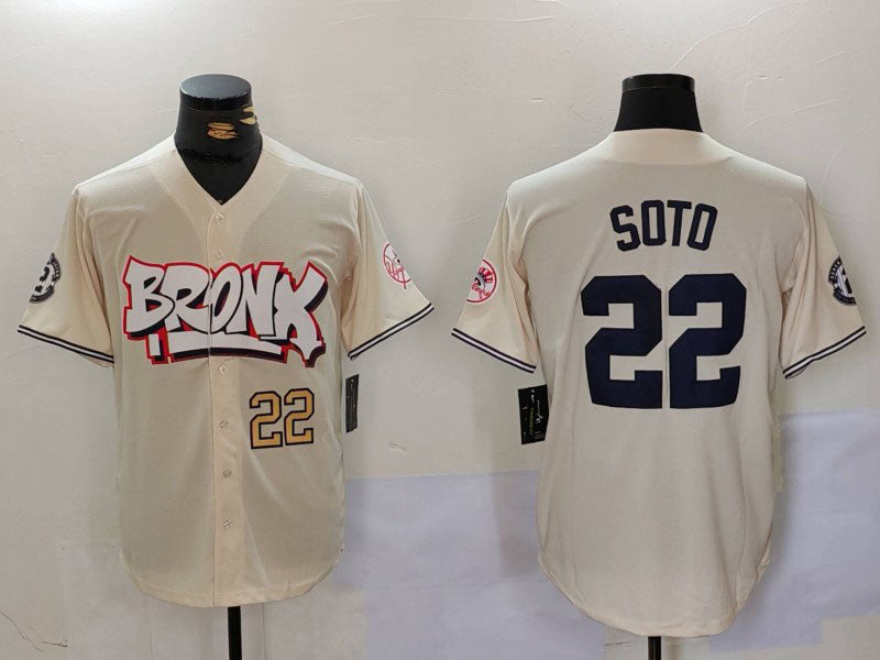 New York Yankees #22 Juan Soto Cream Limited Stitched Baseball Jersey baseball jersey product view 1