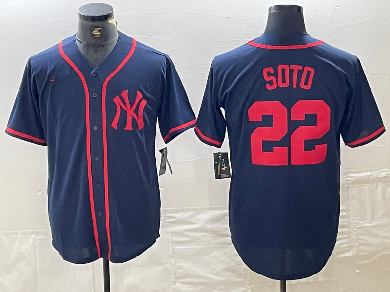 New York Yankees #22 Juan Soto Navy Red Fashion Cool Base Baseball Jersey baseball jersey product view 1