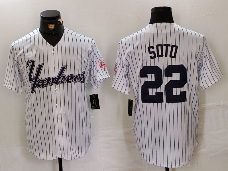 New York Yankees #22 Juan Soto White Pinstripe Fashion Cool Base Baseball Jerseys baseball jersey product view 1