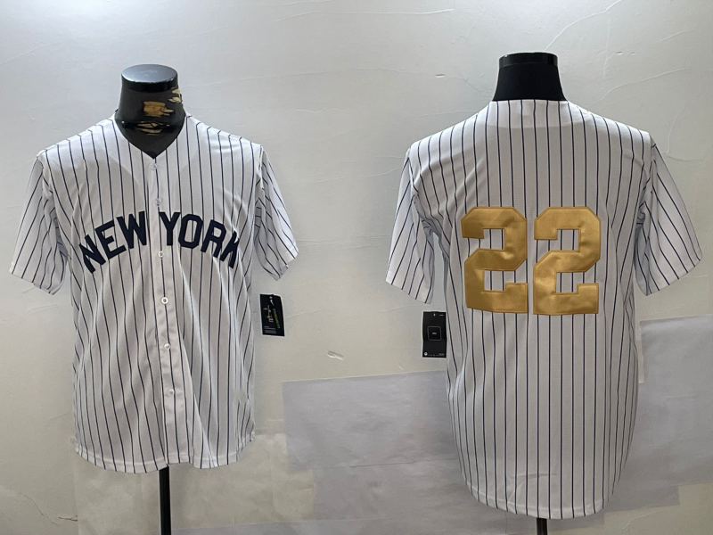New York Yankees #22 Juan Soto White Pinstripe Without Name Fashion Cool Base Stitched Baseball Jersey baseball jersey product view 1