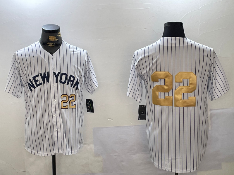 New York Yankees #22 Juan Soto White Pinstripe Without Name Fashion Cool Base Stitched Baseball Jersey baseball jersey product view 1