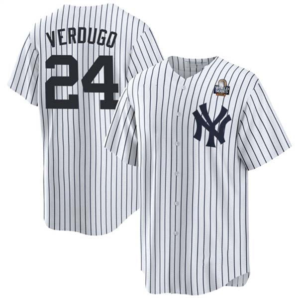 New York Yankees #24 Alex Verdugo White 2024 World Series Cool Base Stitched Baseball Jersey baseball jersey product view 1