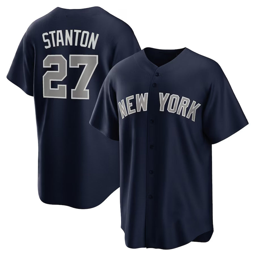New York Yankees #27 Giancarlo Stanton Alternate Replica Player Jersey - Navy Stitched Baseball Jersey baseball jersey product view 1