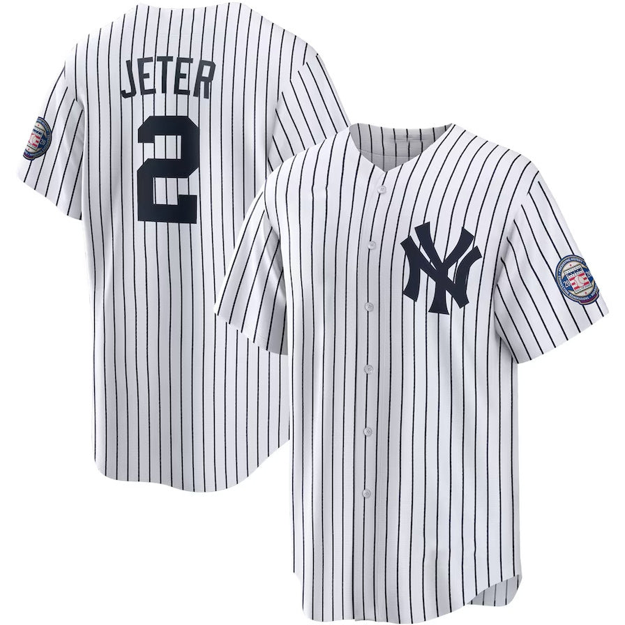 New York Yankees #2 Derek Jeter 2020 Hall of Fame Induction Home Replica Player Name Jersey - White/Navy Stitched Baseball Jersey baseball jersey product view 1