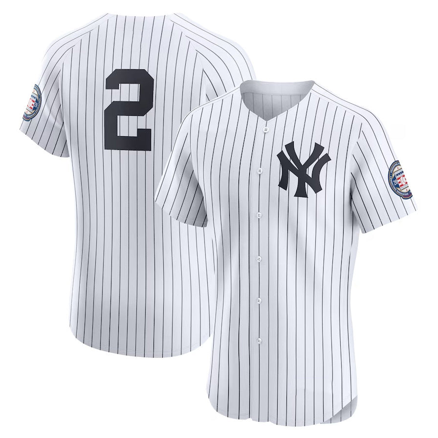 New York Yankees #2 Derek Jeter Home Elite Jersey - White Stitched Baseball Jersey baseball jersey product view 1