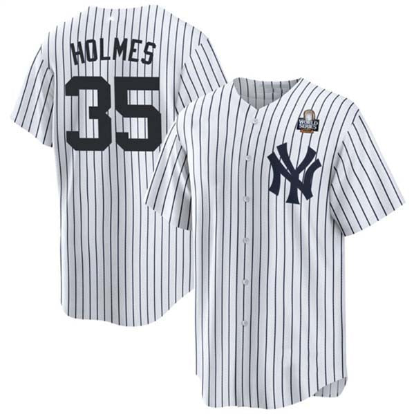 New York Yankees #35 Clay Holmes White 2024 World Series Cool Base Stitched Baseball Jersey baseball jersey product view 1