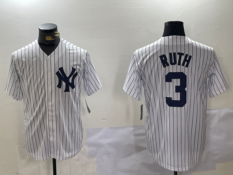 New York Yankees #3 Babe Ruth White Name Stitched Cool Base Limited Stitched Baseball Jersey baseball jersey product view 1