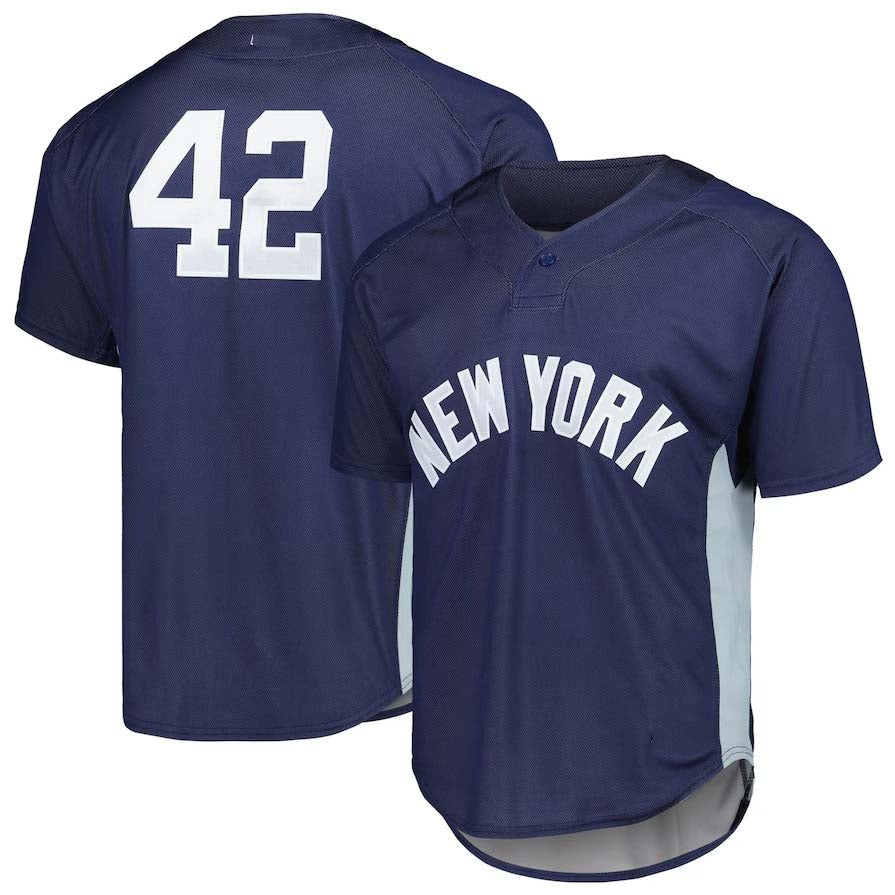 New York Yankees #42 Mariano Rivera Cooperstown Collection 2009 Batting Practice Jersey - Navy Stitches Baseball Jerseys baseball jersey product view 1