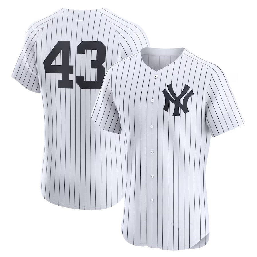 New York Yankees #43 Jonathan Lo¨¢isiga Home Elite Player Jersey - White Stitched Baseball Jersey baseball jersey product view 1