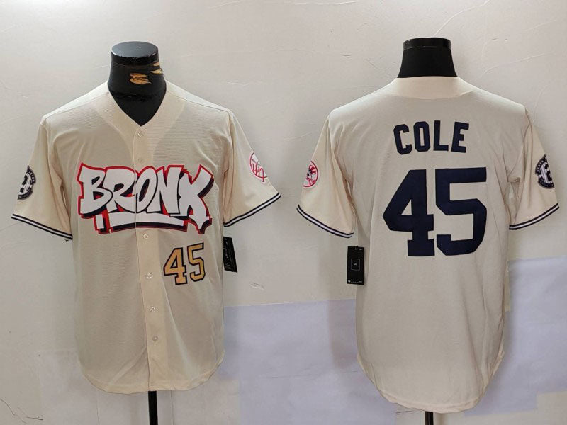 New York Yankees #45 Gerrit Cole Cream Limited Stitched Baseball Jersey baseball jersey product view 1