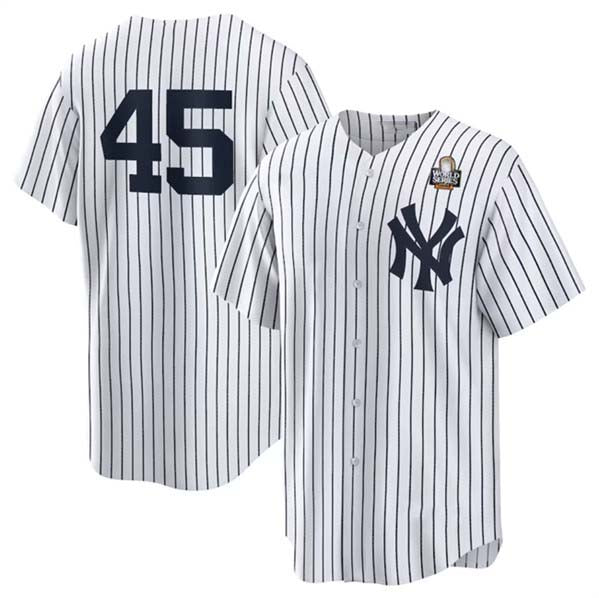 New York Yankees #45 Gerrit Cole White 2024 World Series Cool Base Stitched Baseball Jersey baseball jersey product view 1