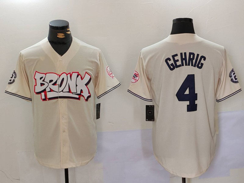 New York Yankees #4 Lou Gehrig Cream Limited Stitched Baseball Jersey baseball jersey product view 1