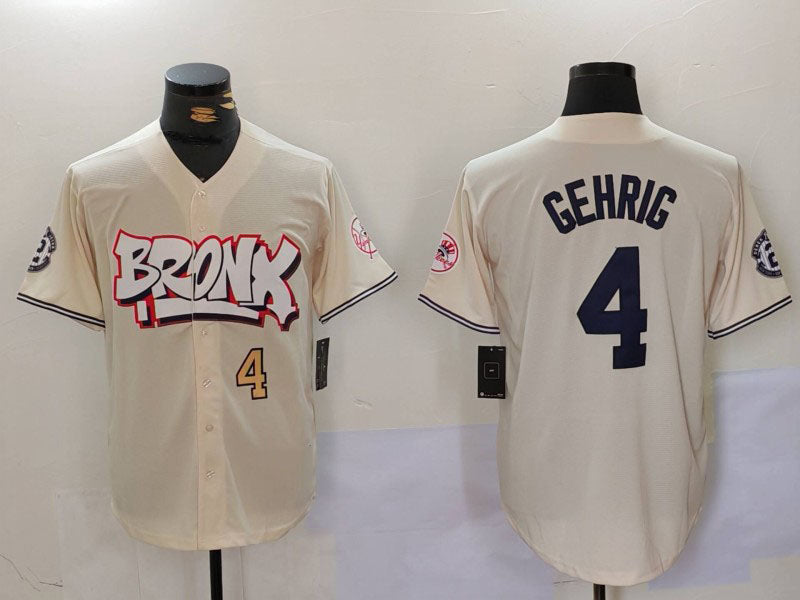 New York Yankees #4 Lou Gehrig Cream Limited Stitched Baseball Jersey baseball jersey product view 1