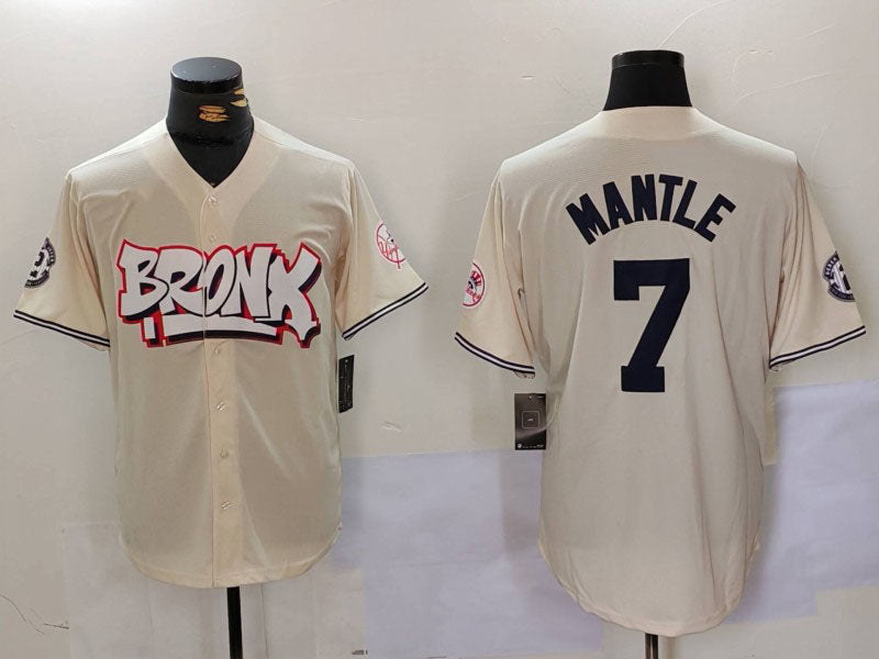 New York Yankees #7 Mickey Mantle Cream Limited Stitched Baseball Jersey baseball jersey product view 1