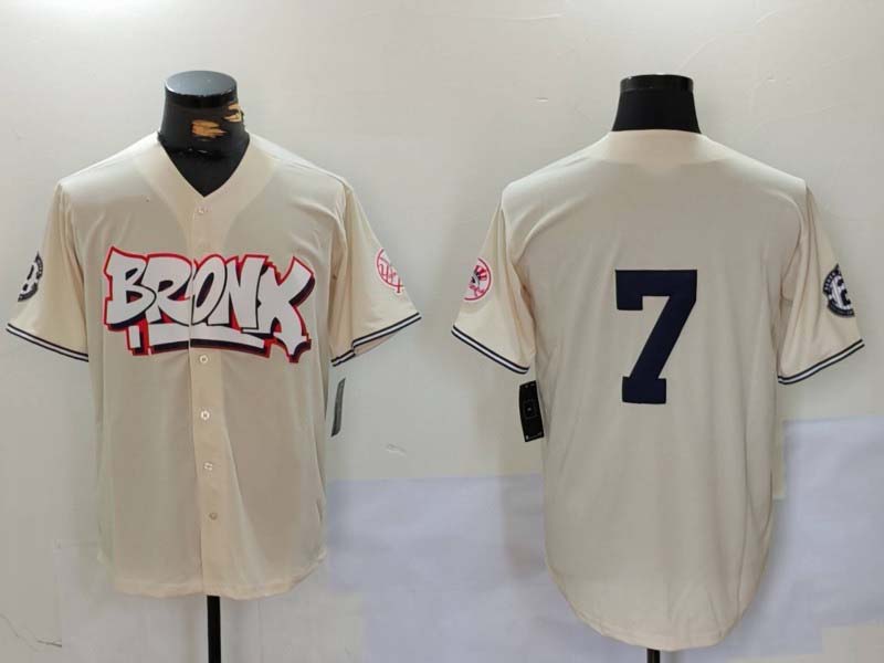 New York Yankees #7 Mickey Mantle Cream Limited Stitched Baseball Jersey baseball jersey product view 1