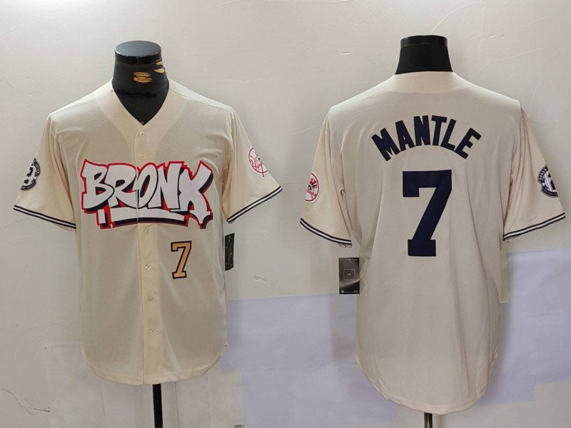New York Yankees #7 Mickey Mantle Cream Limited Stitched Baseball Jersey baseball jersey product view 1