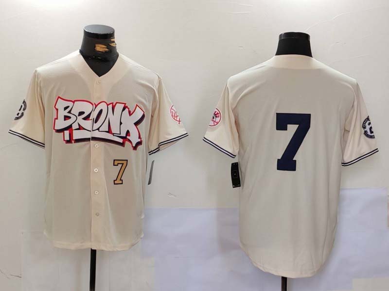 New York Yankees #7 Mickey Mantle Cream Limited Stitched Baseball Jersey baseball jersey product view 1