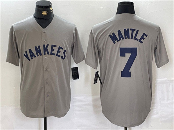 New York Yankees #7 Mickey Mantle Gray Cool Base Stitched Baseball Jersey baseball jersey product view 1