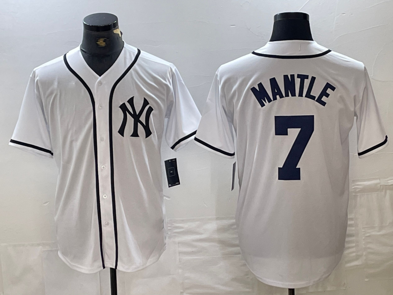 New York Yankees #7 Mickey Mantle White Fashion Cool Base Baseball Jersey baseball jersey product view 1