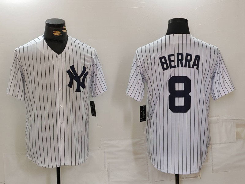 New York Yankees #8 Yogi Berra White Stitched Cool Base Throwback Baseball Jerseys baseball jersey product view 1