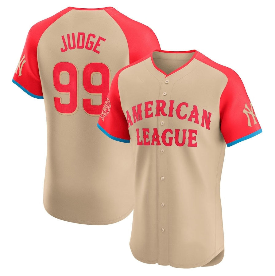 New York Yankees #99 Aaron Judge American League 2024 All-Star Game Elite Player Jersey - Cream Stitched Baseball Jersey baseball jersey product view 1