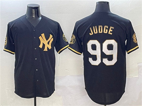 New York Yankees #99 Aaron Judge Black Gold With Patch Limited Stitched Baseball Jersey baseball jersey product view 1