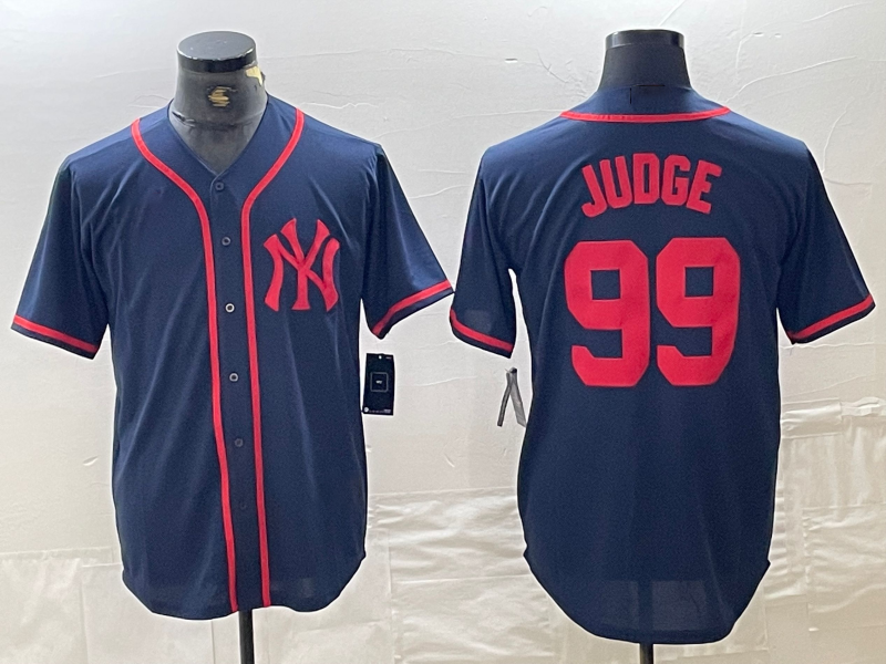 New York Yankees #99 Aaron Judge Navy Red Fashion Cool Base Baseball Jersey baseball jersey product view 1