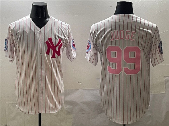 New York Yankees #99 Aaron Judge Pink With Patch Limited Stitched Baseball Jersey baseball jersey product view 1