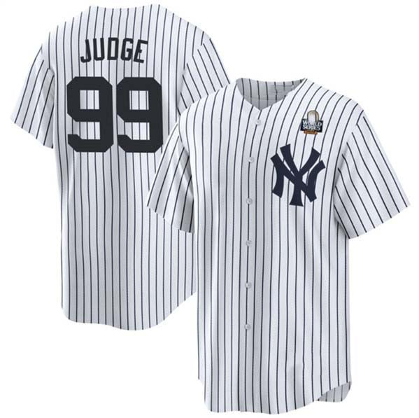 New York Yankees #99 Aaron Judge White 2024 World Series With Name Cool Base Stitched Baseball Jersey baseball jersey product view 1