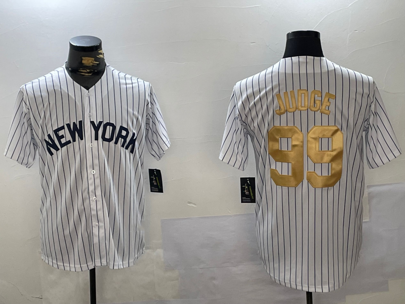 New York Yankees #99 Aaron Judge White Pinstripe Fashion Cool Base Stitched Baseball Jersey baseball jersey product view 1