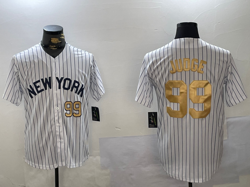 New York Yankees #99 Aaron Judge White Pinstripe Fashion Cool Base Stitched Baseball Jersey baseball jersey product view 1
