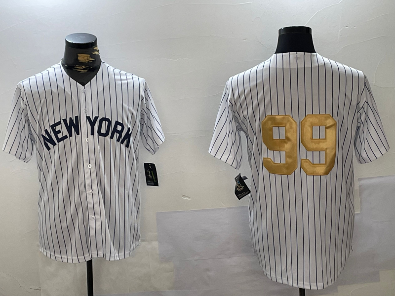 New York Yankees #99 Aaron Judge White Pinstripe Without Name Fashion Cool Base Stitched Baseball Jersey baseball jersey product view 1