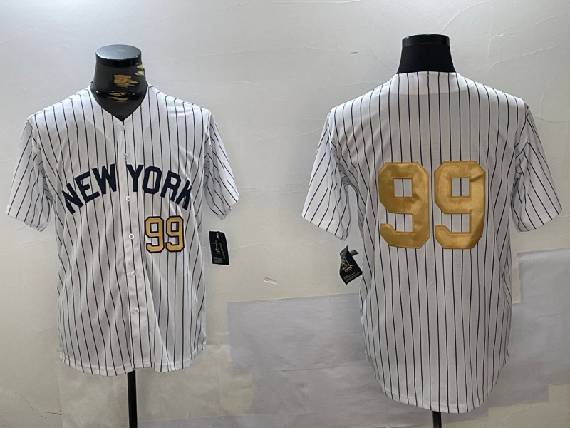 New York Yankees #99 Aaron Judge White Pinstripe Without Name Fashion Cool Base Stitched Baseball Jersey baseball jersey product view 1