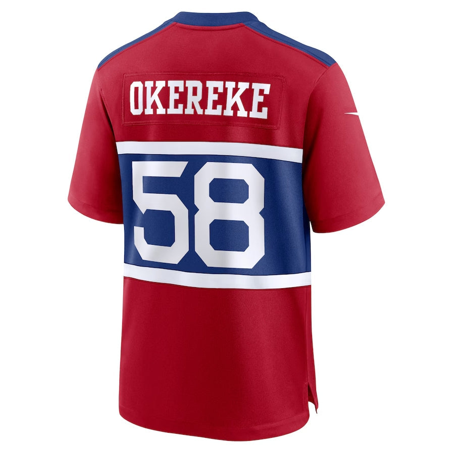 NY.Giants #58 Bobby Okereke Alternate Player Game Jersey - Century Red American Football Jerseys football jersey product view 1