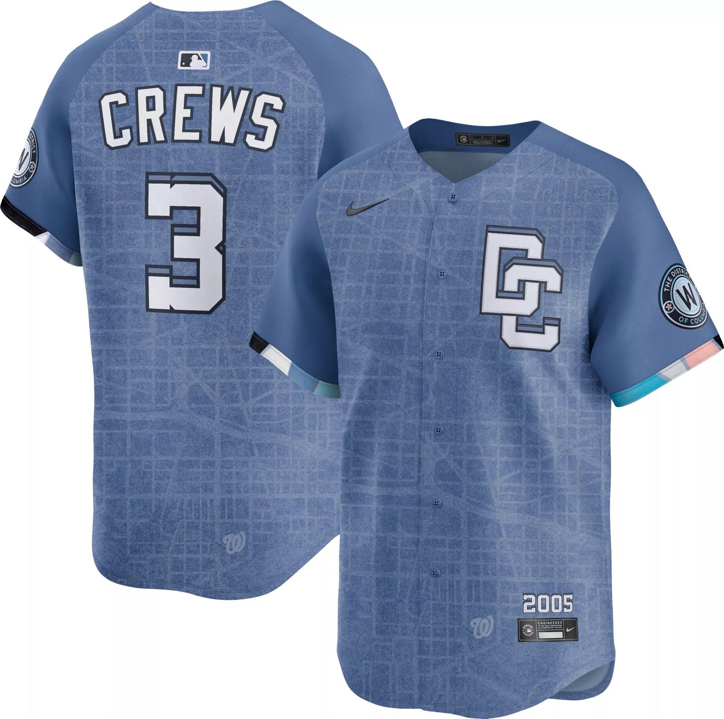 Dylan Crews Washington Nationals City Connect Jersey - Blue baseball jersey product view 1