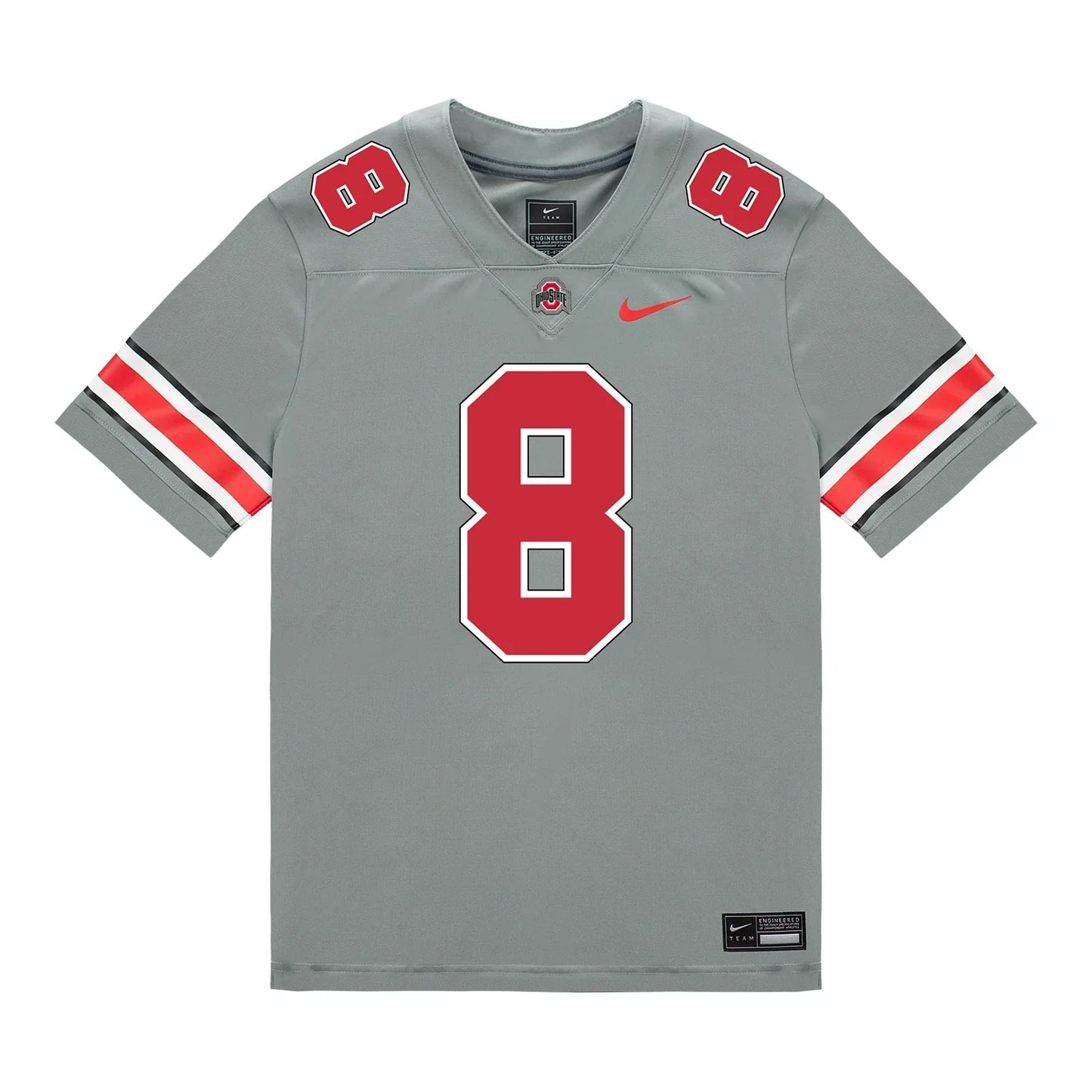 Arvell Reese Ohio State Buckeyes Jersey – Grey sports jersey product view 2