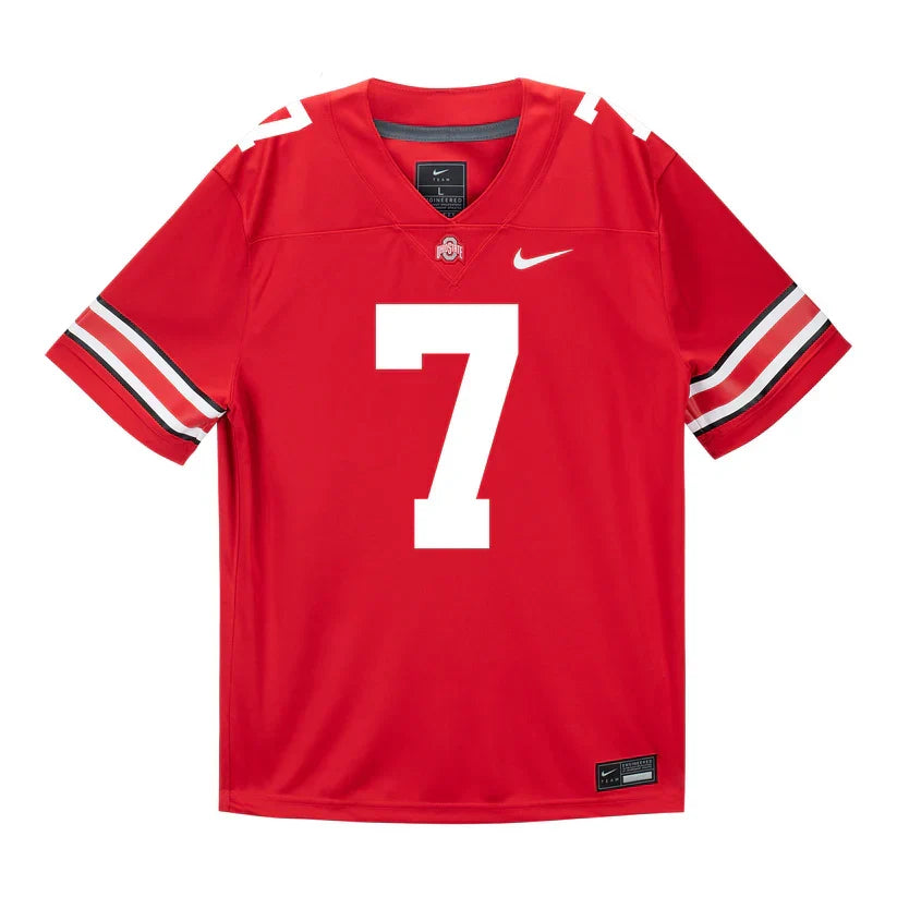 Jermaine Mathews Jr. Ohio State Buckeyes Jersey – Red sports jersey product view 2