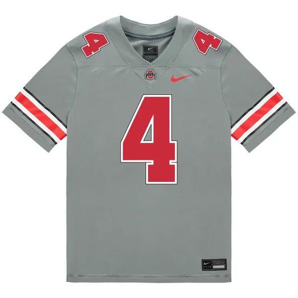 Jeremiah Smith Ohio State Buckeyes Jersey – Grey sports jersey product view 2