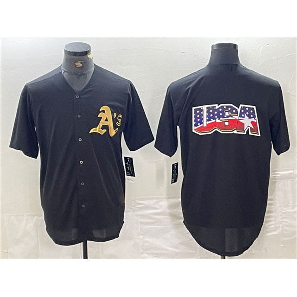 Oakland Athletics Black Gold Team Big Logo Cool Base Stitched Baseball Jersey baseball jersey product view 1