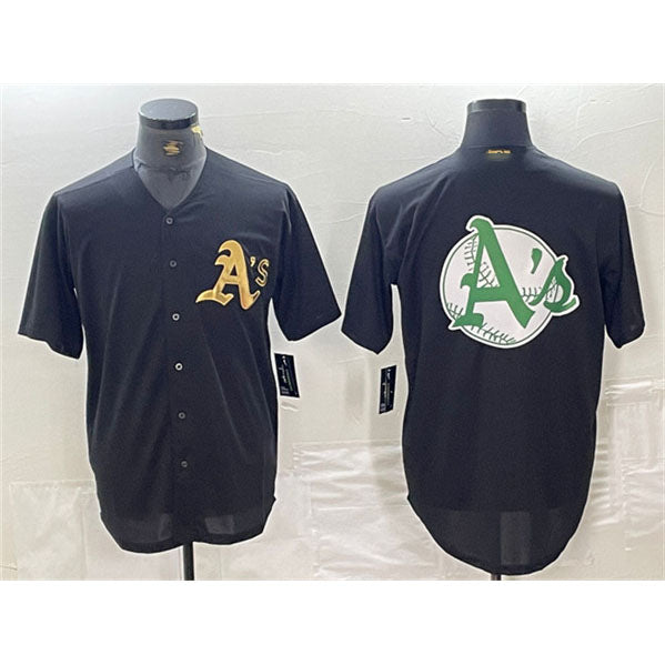 Oakland Athletics Black Gold Team Big Logo Cool Base Stitched Baseball Jersey baseball jersey product view 1