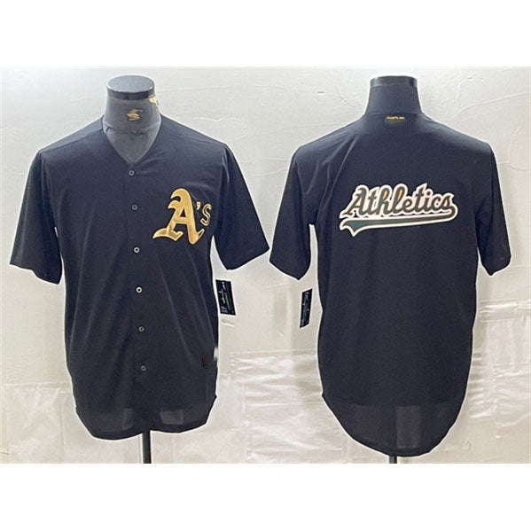 Oakland Athletics Black Gold Team Big Logo Cool Base Stitched Baseball Jerseys baseball jersey product view 1