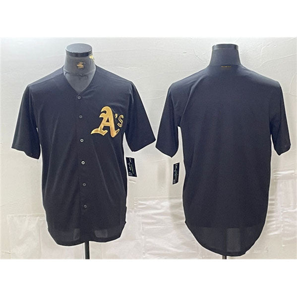Oakland Athletics Blank Black Gold Cool Base Stitched Baseball Jersey baseball jersey product view 1