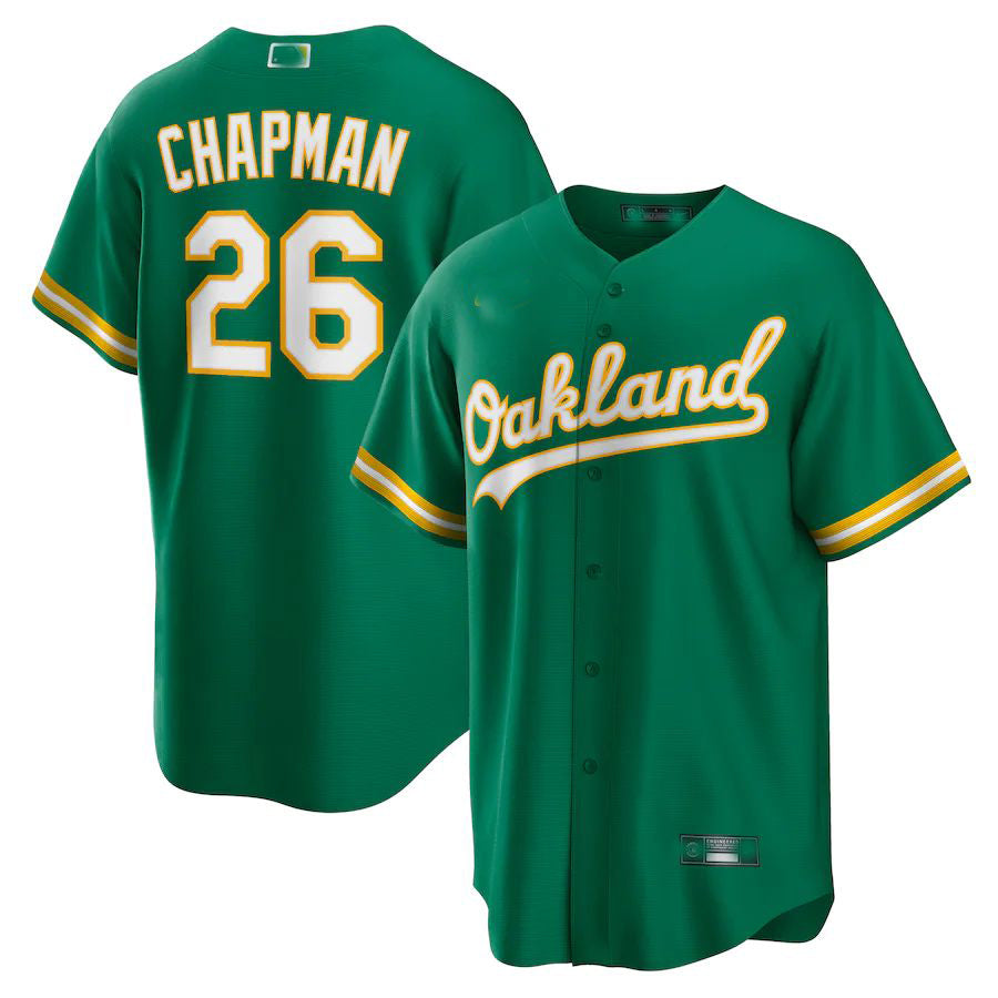 Oakland Athletics #26 Matt Chapman Kelly Green Alternate Replica Player Name Jersey Baseball Jerseys baseball jersey product view 1