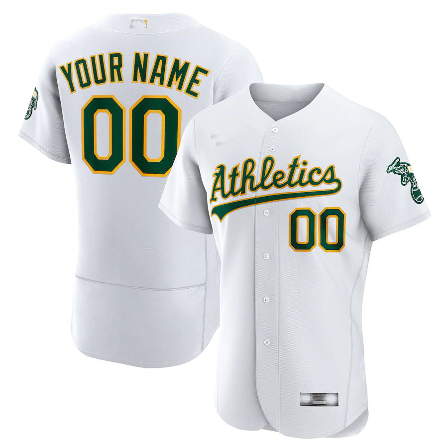 Custom Oakland Athletics White Home Authentic Custom Jersey Baseball Jerseys baseball jersey product view 1