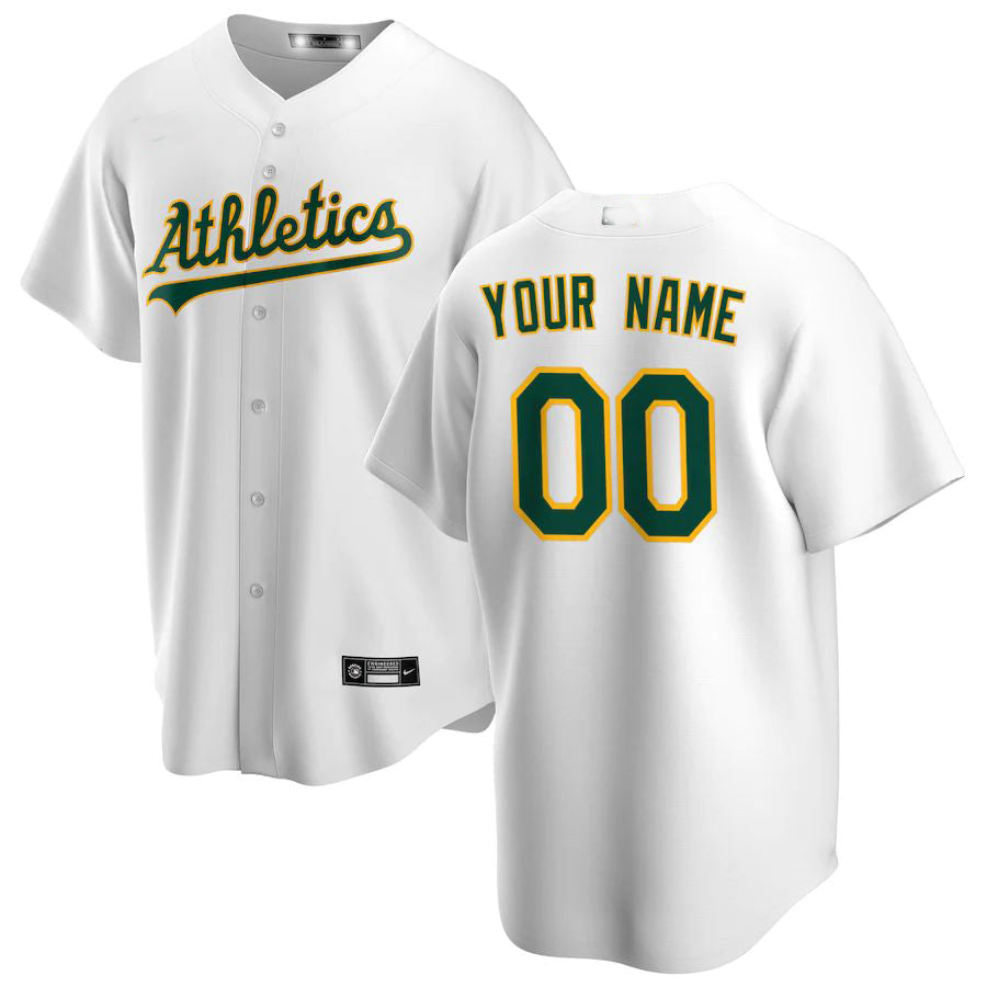 Custom Oakland Athletics White Home Replica Custom Jersey Baseball Jerseys baseball jersey product view 1