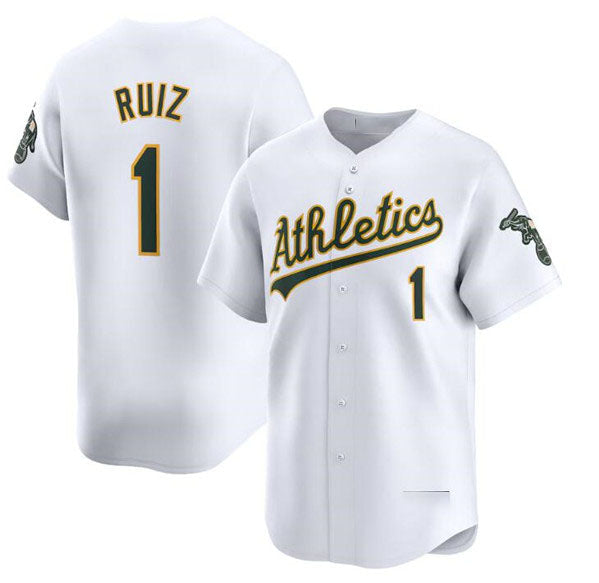 Oakland Athletics #1 Esteury Ruiz White Home Limited Stitched Baseball Jersey baseball jersey product view 1