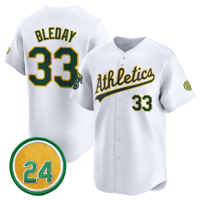 Oakland Athletics #33 JJ Bleday White 2024 Home Limited With Rickey Henderson Patch Stitched Baseball Jersey baseball jersey product view 1
