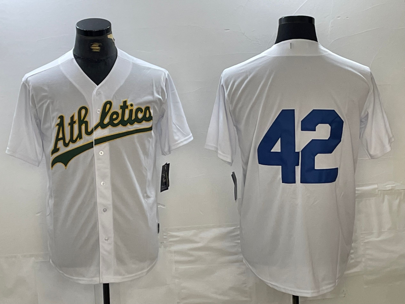 Oakland Athletics #42 Jackie Robinson White Cool Base Stitched Baseball Jersey baseball jersey product view 1