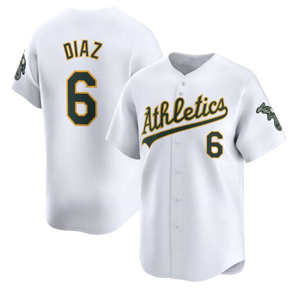 Oakland Athletics #6 Jordan Diaz White Home Limited Stitched Baseball Jersey baseball jersey product view 1